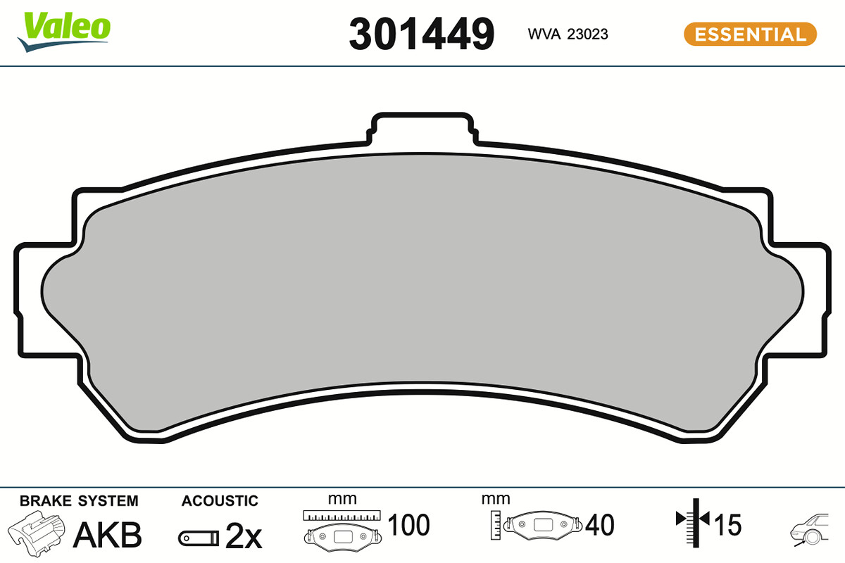 Jeu de 4 plaquettes de frein VALEO ref. 301449
